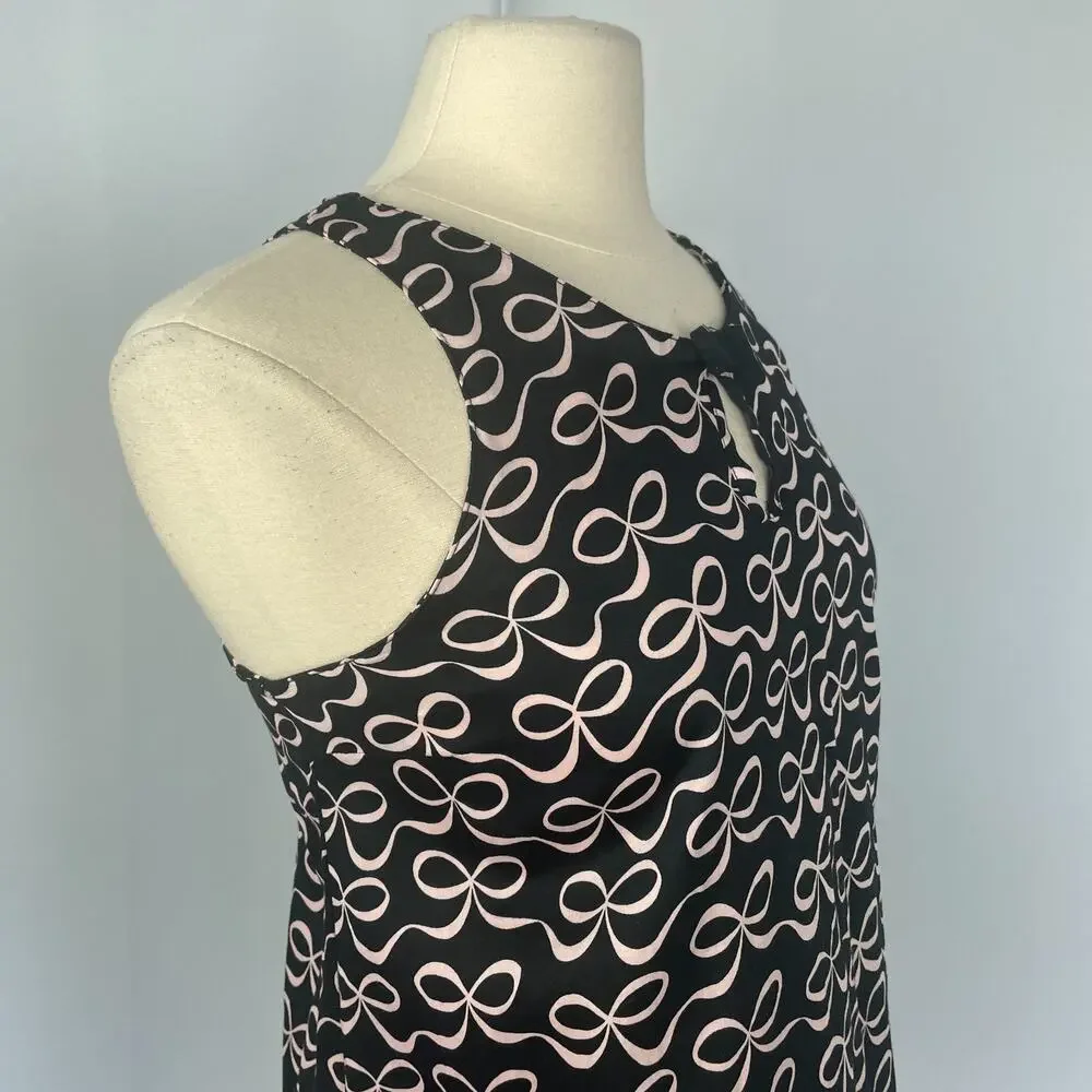 Kate Spade Mini Babydoll Dress Sz Small Black Pink Bow Ribbon Coquette Feminine